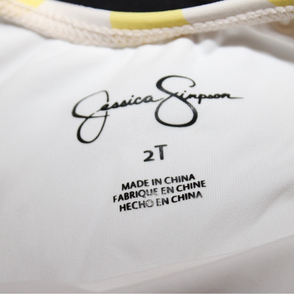 Jessica Simpson Toddler Girl Swimsuit Striped Yellow White Summer Bathing suit - Picture 3 of 3